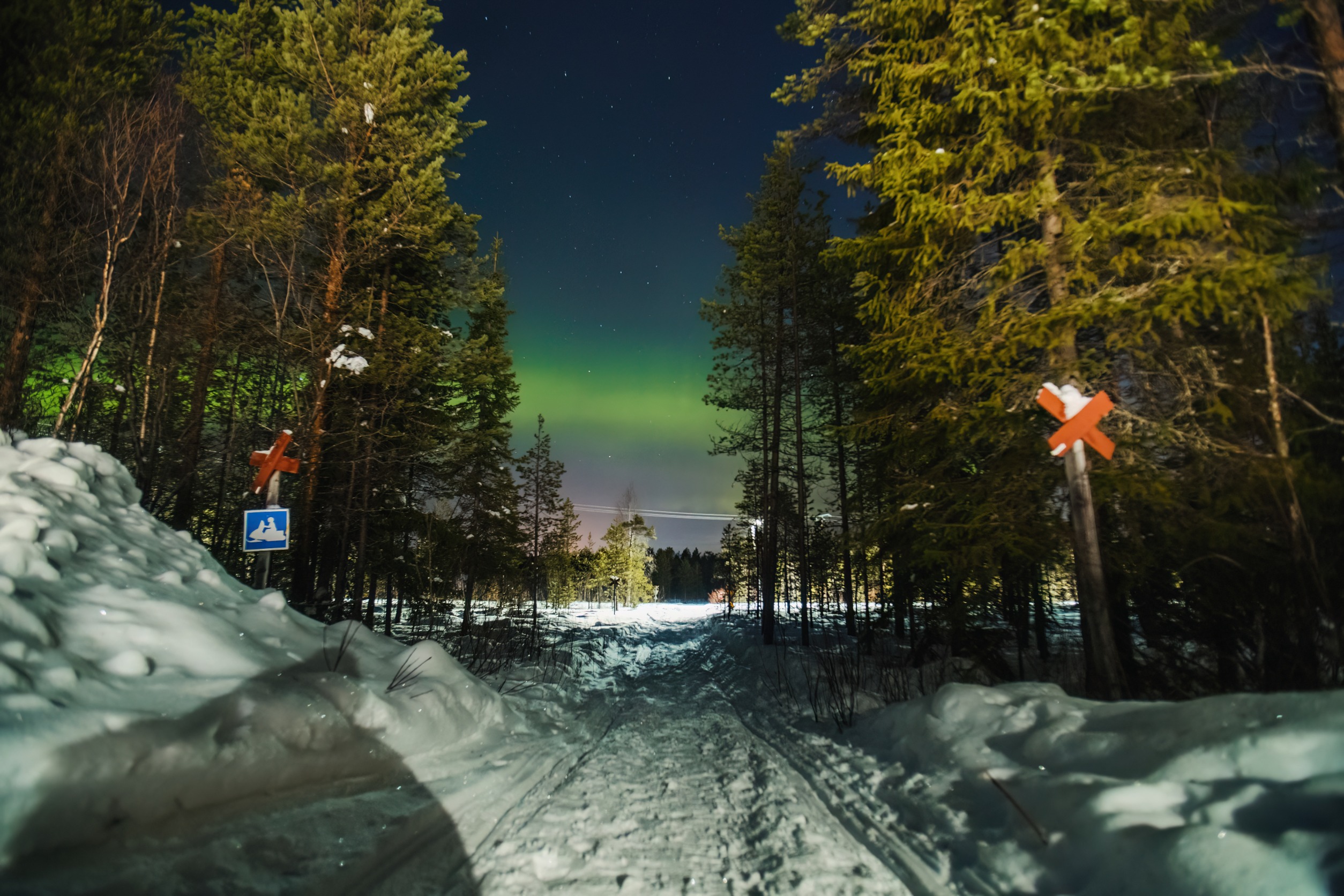 Skiing Under the Northern Lights